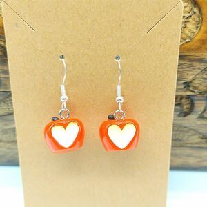 3D Apple Earrings with heart bites School Teacher gift